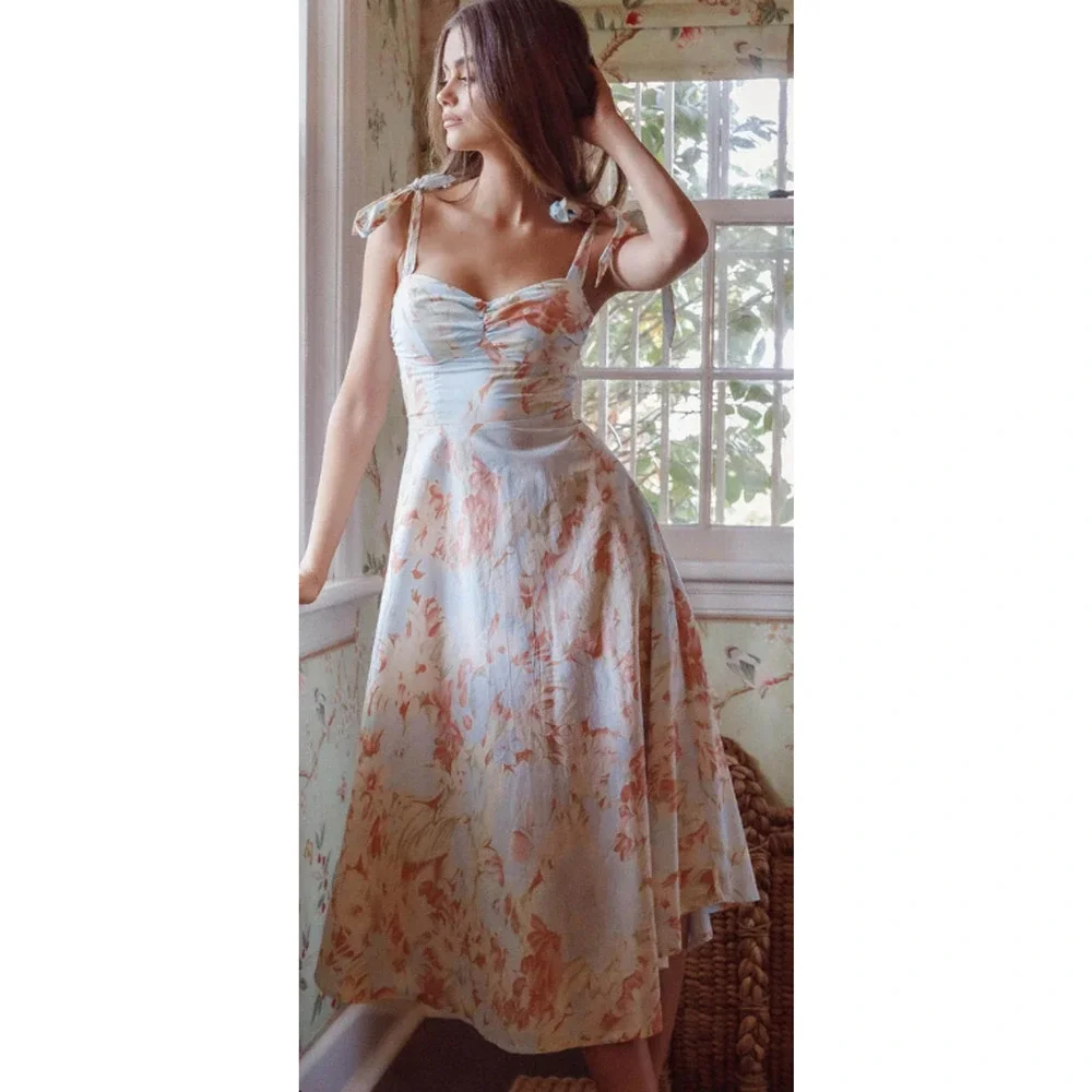 NWT Selfie Leslie Baby Blue Floral Sweet Pea Dress Spring Easter Size XXL